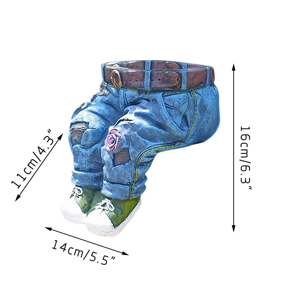 

Resin Denim Trousers Ornaments Creative Flower Pot Decoration Crafts Old Garden Balcony Figurines Outdoor Decoration Art Decor
