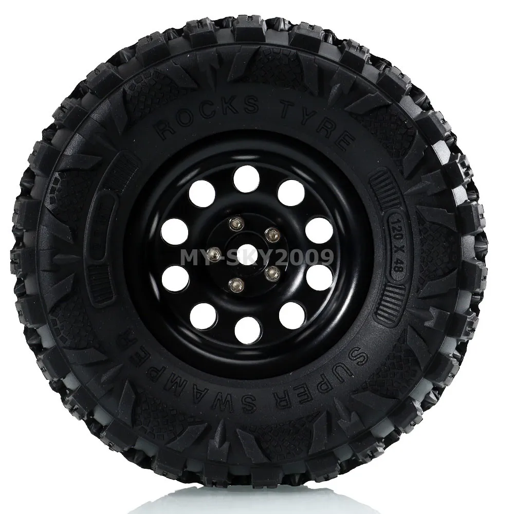 

4pcs 2.2" Metal Beadlock Wheel Rims & Tires Tyre for SCX10 RR10 90053 AX10 1/10 RC Crawler