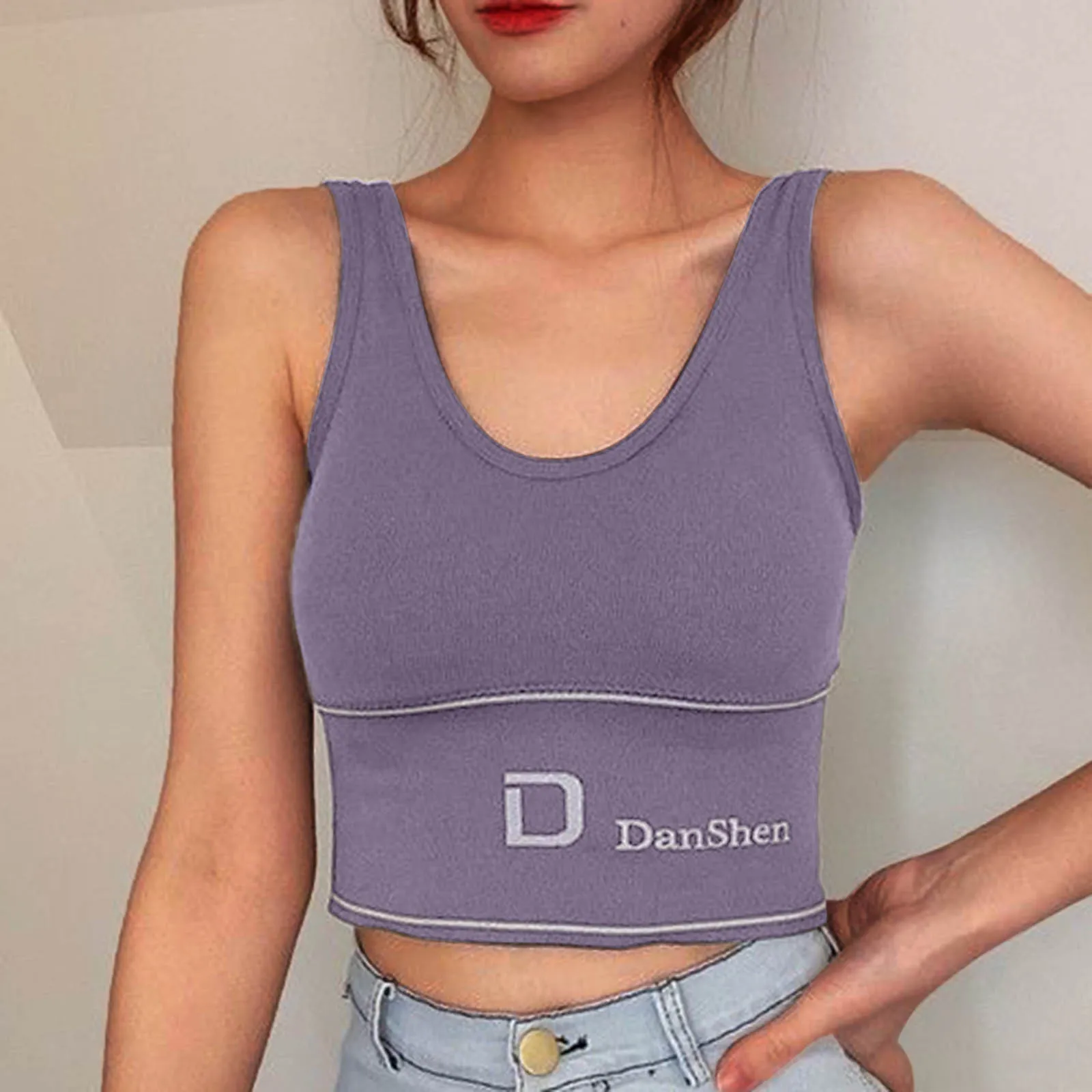 

Women Tops Summer Tank Top Female Crop Tops Cami Seamless Underwear Scoop Neck Ribbed Basic Tee Sexy Lingerie U Back Camisole