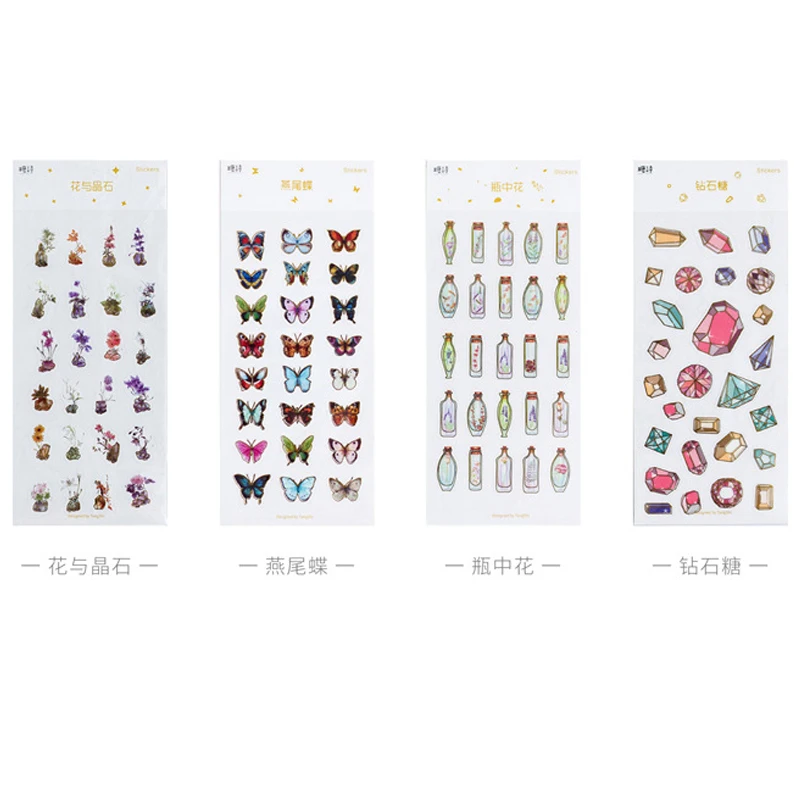 1pack/lot Kawaii Butterfly Deco Scrapbooking Stickers Cute Animal Sticky Monthly Plan DIY Lovely Girls Sticker|stickers cute|stickers girlstickers