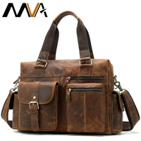 mva genuine leather mens briefcase messenger bag mens leather laptop bag for men office bags for men briefcase handbags 8537