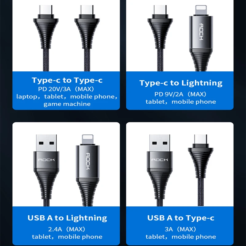 rock 4 в 1 usb type c к type c ip кабель зарядного ус