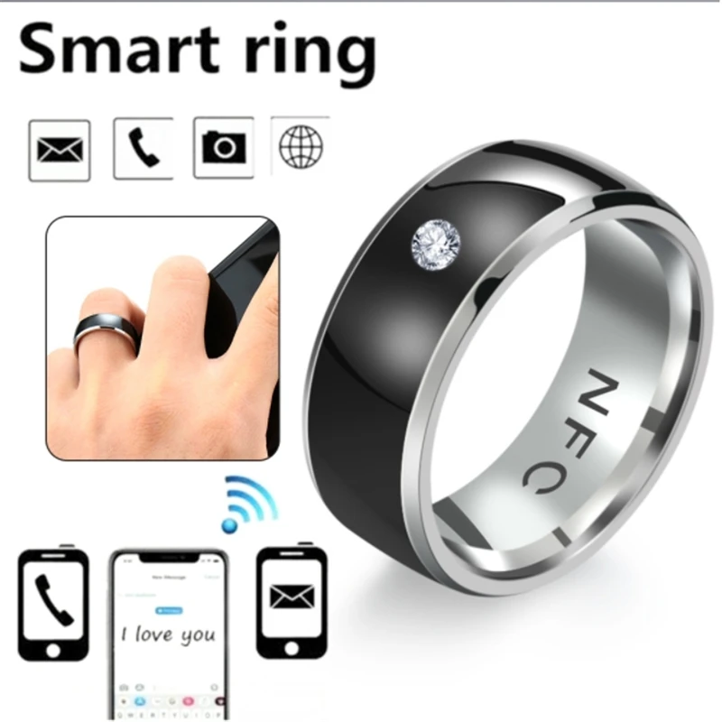 otoky 2021 new men couple ring technology nfc smart digital finger rings for android phones functional stainless steel rings free global shipping