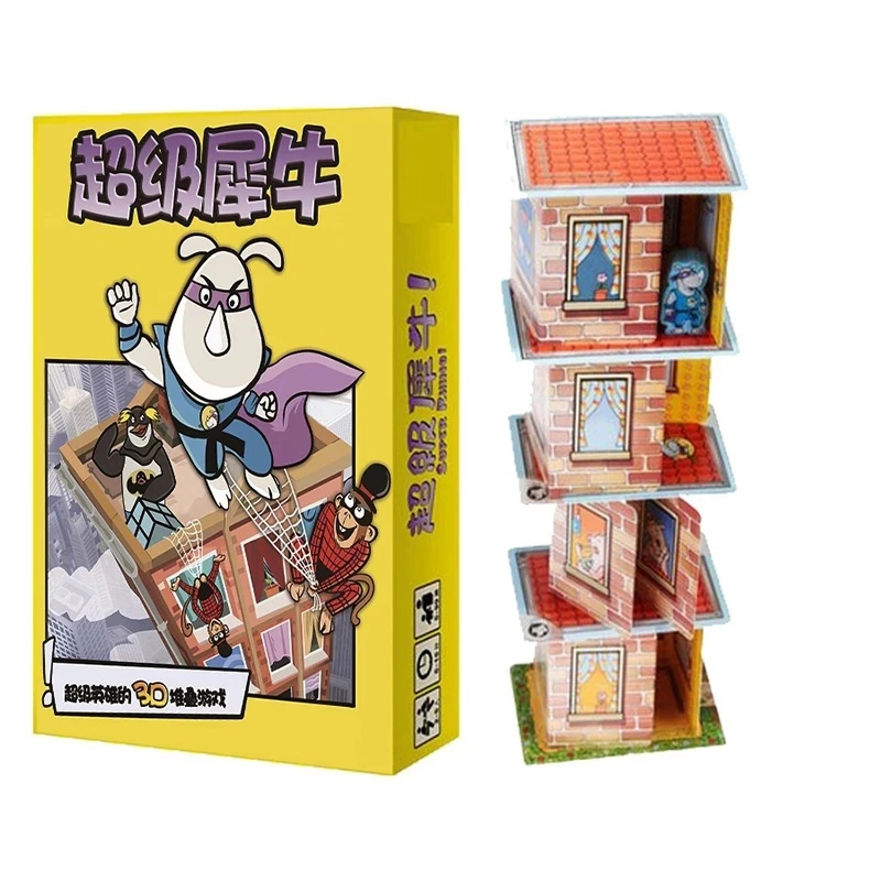 

2-5 Players Funny Cards Games Super Rhino Board Game High Quality Paper Game For Party/Family Children Fun Games Gift