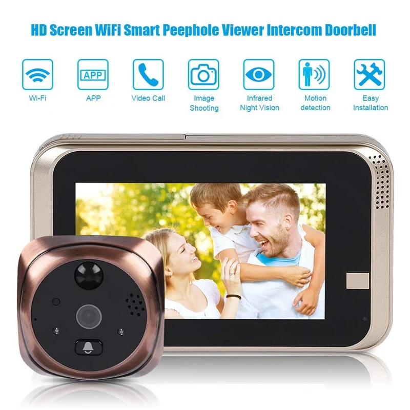 Дверной глазок IG-Video 720P Hd-экран 4 3 дюйма Wi-Fi | Безопасность и защита