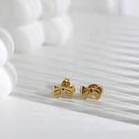 stainless steel bow design stud earrings gift female 2021 trend accessories for hip hop jewelry plated gold color gloria jeans