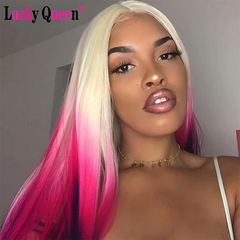 Glueless розовый с светлым цветом 13х4 кружевные передние парики для черных женщин