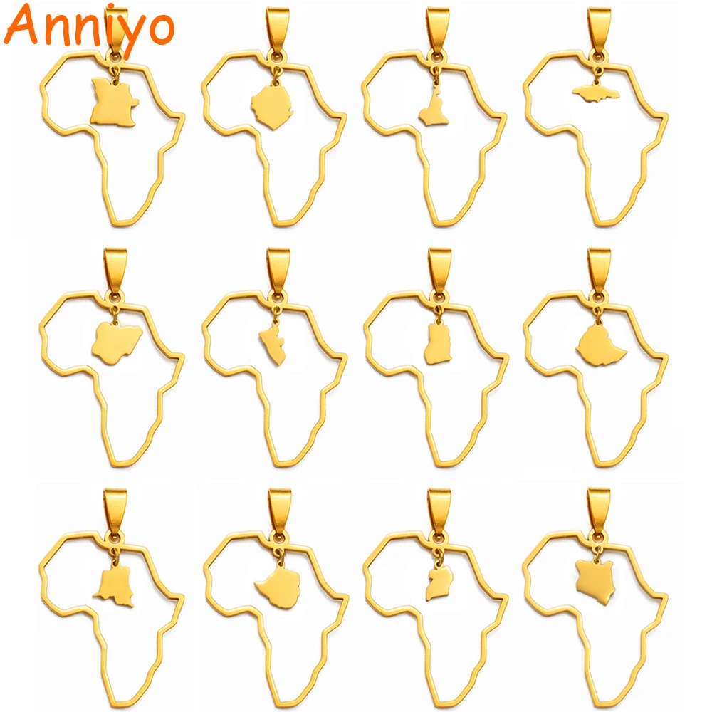 Ожерелье Anniyo с подвеской в виде карты Африки ювелирные изделия Гана Нигерия