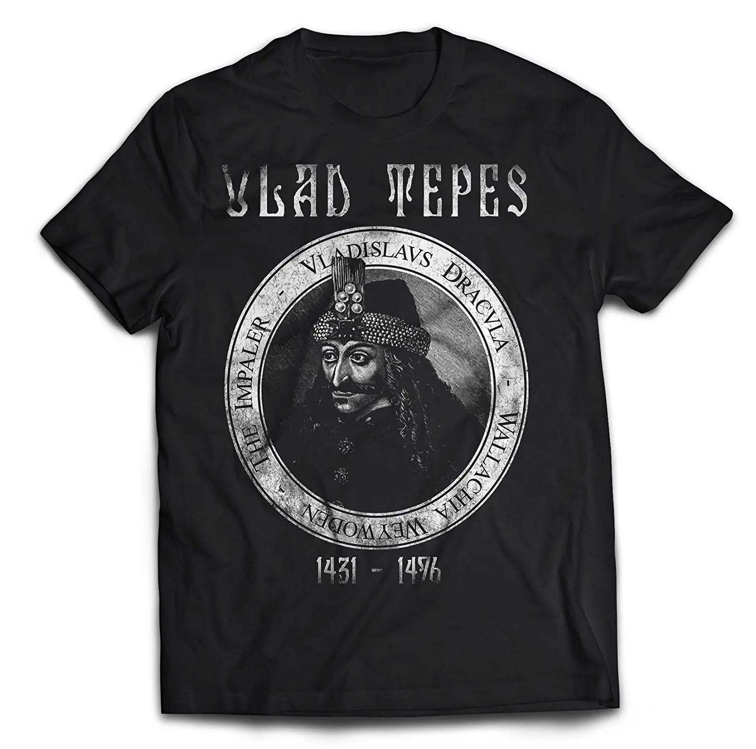 

Hot Sale Men's Retro Print Design Vlad Tepes T-shirt double sided size S-3XL Free Shipping