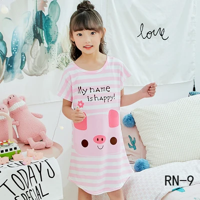 Модная одежда для сна девочек Летняя детская ночная рубашка с героями