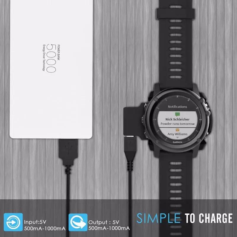 Зарядное устройство для Garmin Fenix 3 Sapphire HR Quatix Tactix Bravo Smartwatch usb кабель зарядки 100 см