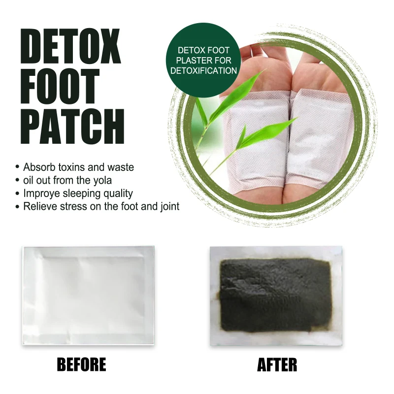

20pcs Detox Foot Patches Natural Bamboo Charcoal Foot Patch Feet Care Relieve Body Pressure Toxins Improve Sleep Feet Care TSLM2