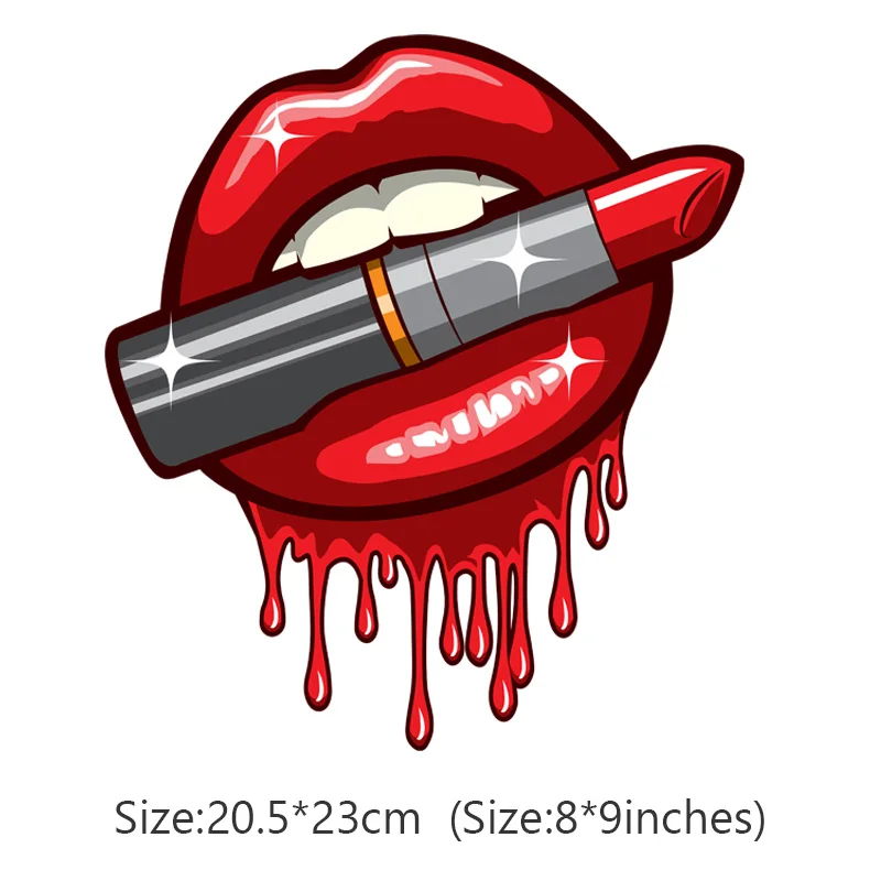 Сексуальные красные губы и макияжные нашивки для одежды самодельные футболок