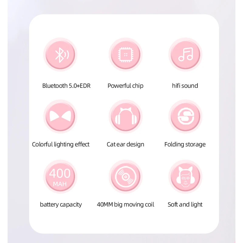 Беспроводные наушники со вспышсветильник милые кошачьи ушки с микрофоном и