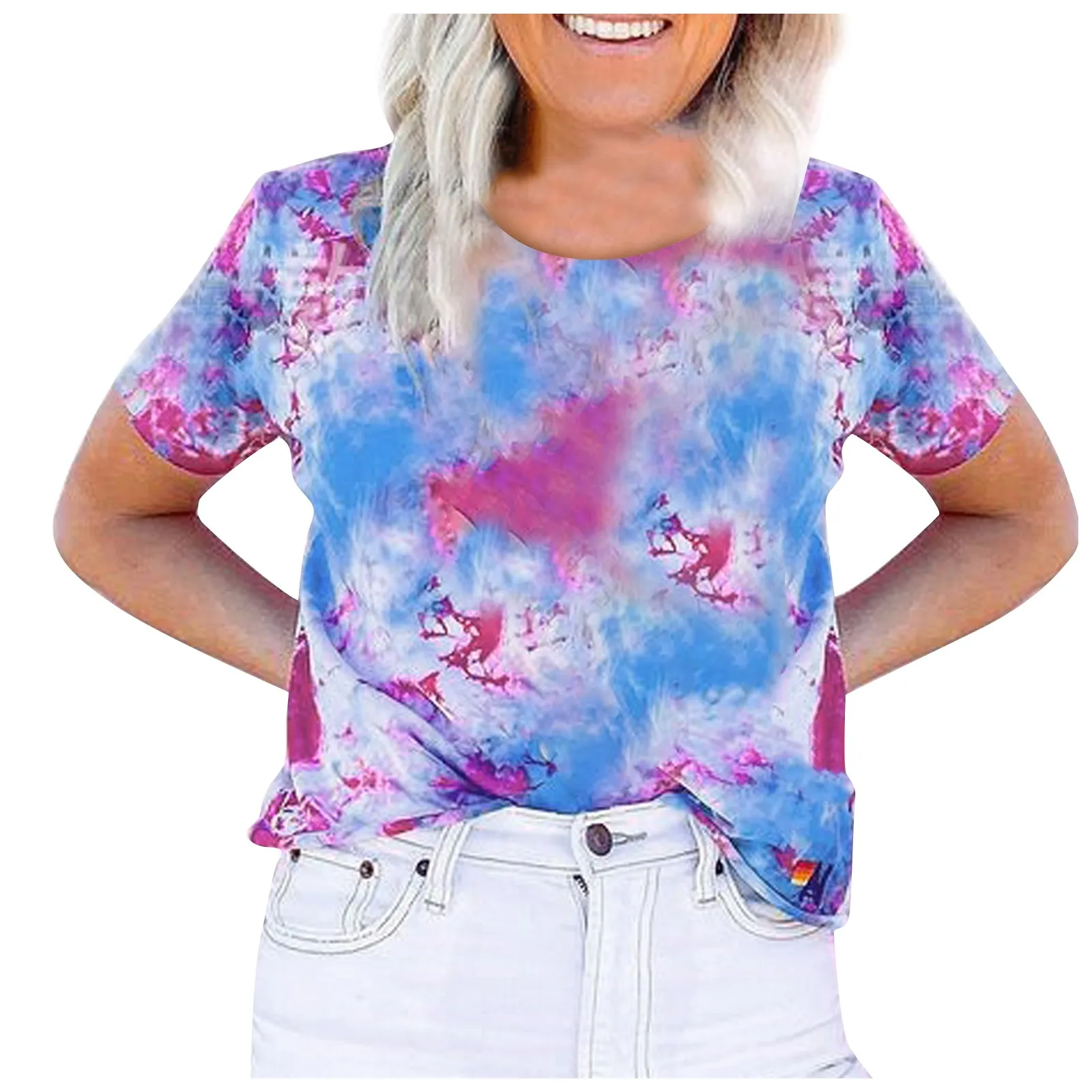 

Women's Graffiti Print Pullover Short Sleeve Tops Spring Women Tops Tunic Blouse Loose Tops Blouses Chemise Femme