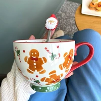 2022 new christmas ceramic mugs coffee mug cute gingerbread man water cup girls boys friends gifts