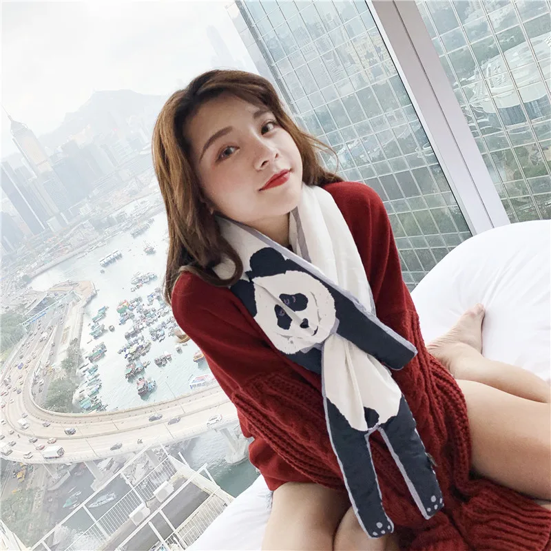

Autumn Winter Scarf Thickened Korean Style Student Warmth Retention Material Scarf Female Cute Refreshing All-Matching Animal