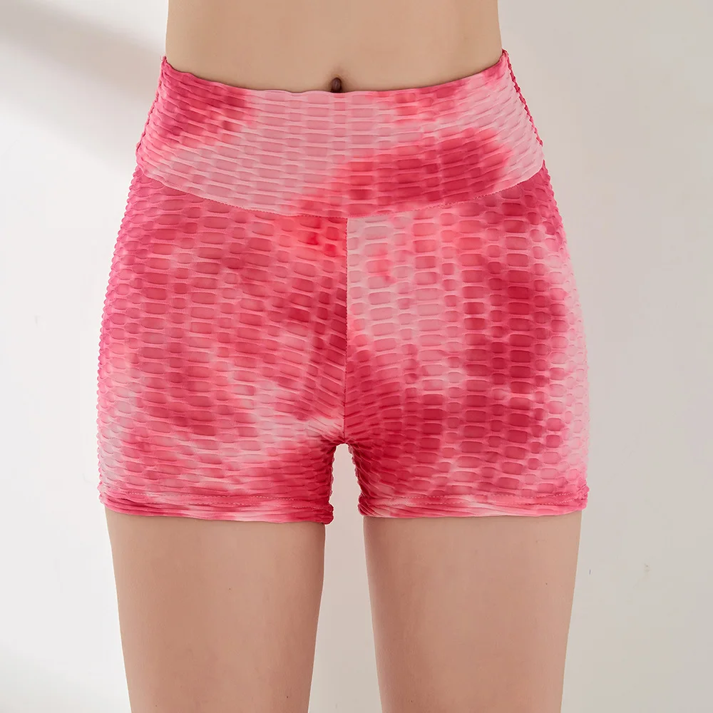 Женские жаккардовые шорты для йоги с галстуком краской спортивные высокой