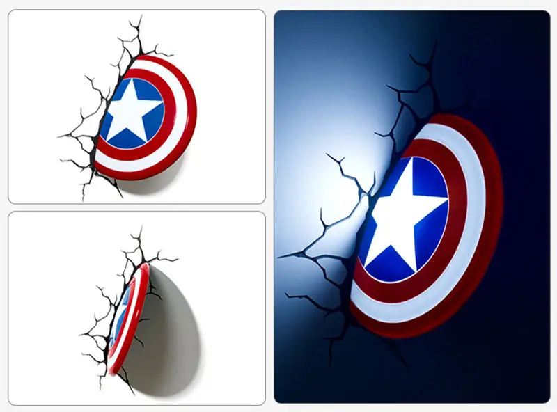 

[VIP] Creative Super hero Captain USA shield model Unique 3D Wall Lamp LED light Shield lamp Home room decorations gift