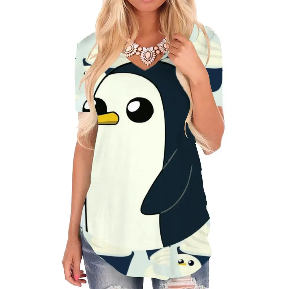 

Giyu Brand Penguin T-shirt women Animal T-shirts 3d Lovely V-neck Tshirt Harajuku Tshirts Printed Womens Clothing Punk Rock