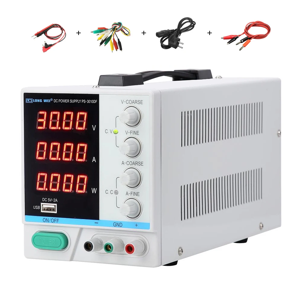 

New 30V 10A Adjustable Switching DC Power Supply 4 Digit Display USB Charging Repair PS-3010DF Regulated Laboratory Power Supply