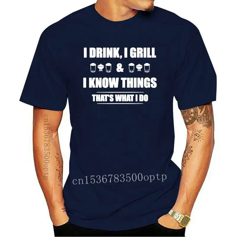 

New I Drink Beer and I Grill Things Funny BBQ Unisex Graphic Fashion 2021 Cotton Short Sleeve T Shirts O-Neck Harajuku T-shirt