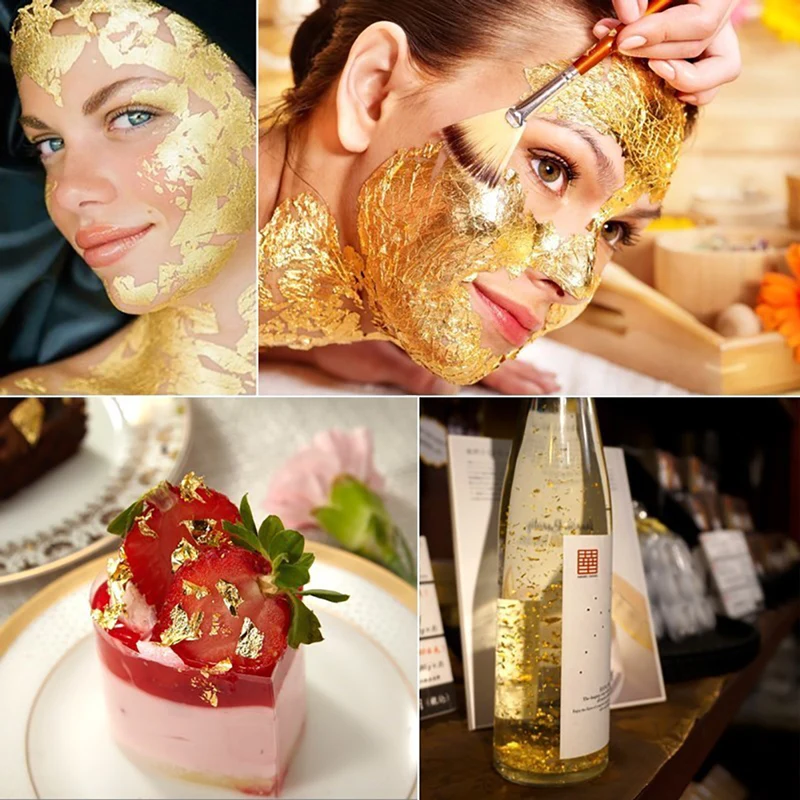 24K золотой лист Съедобные золотые листы фольги для украшения торта маска лица