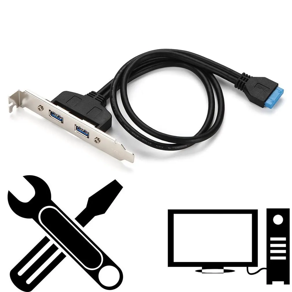 

High Speed USB 3.0 Back Panel Expansion Bracket to 20-Pin Header Cable (2-Port) Motherboard FOR PC