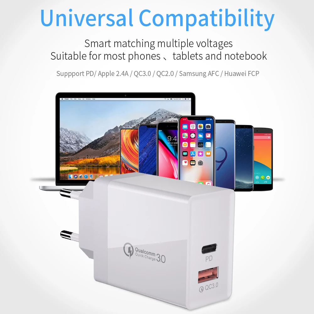 Usb type C PD зарядное устройство адаптер для iPhone 8 Быстрая зарядка QC3.0 ЕС США вилка