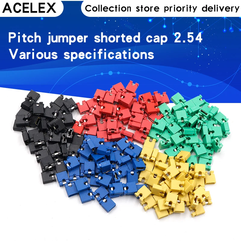 

50pcs Pitch jumper shorted cap & Headers & Wire Housings 2.54MM SHUNT Black yellow white green red blue