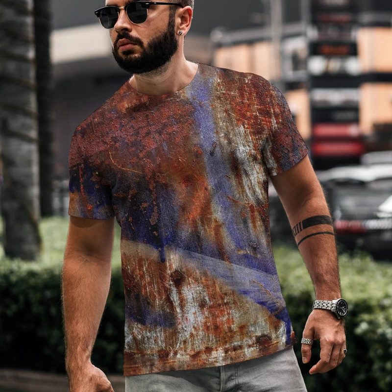 

New graffiti printed T-shirt large size men's T-shirt men's top T-shirt summer short-sleeved casual loose T-shirt men's