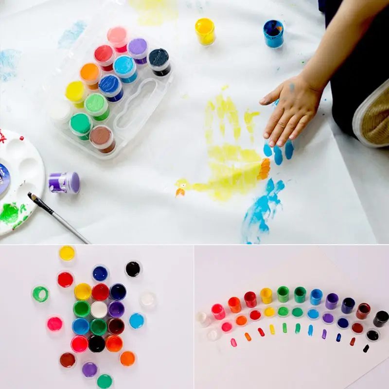 

12 Color 15ml Gouache Paint Finger Paint with Storage Box Washable Paint for Kid New