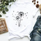 Новинка 2020, летняя женская футболка с букетом одуванчика, Повседневная белая футболка, забавная футболка, подарок для девушек, топы для молодых девушек