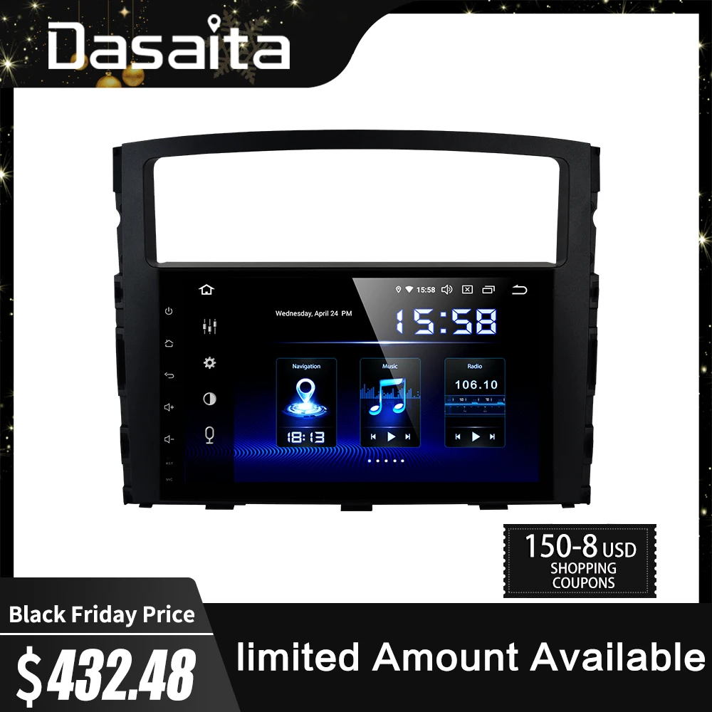 Dasaita " ips Автомобильный мультимедийный плеер Android 9,0 для Mitsubishi Pajero V97 V93 2006 2007 2008 2009 2011 gps DSP 1024*600