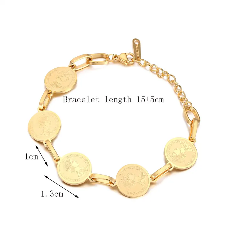 Женский классический браслет с портретом из нержавеющей стали 5 кругами