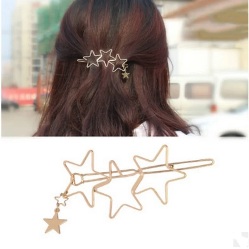 Новые модные аксессуары для волос полые пятиконечные звезды заколка | Красота и