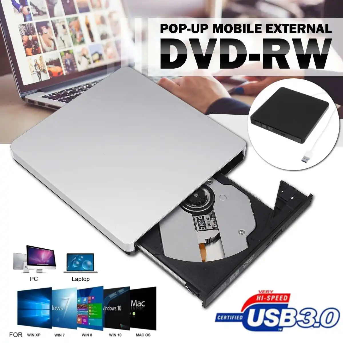 Тип C USB 3,0 внешний DVD/CD/VCD горелка RW SVCD привод плеер оптический привод для Mac/PC/Apple ноутбук/OS/Windows