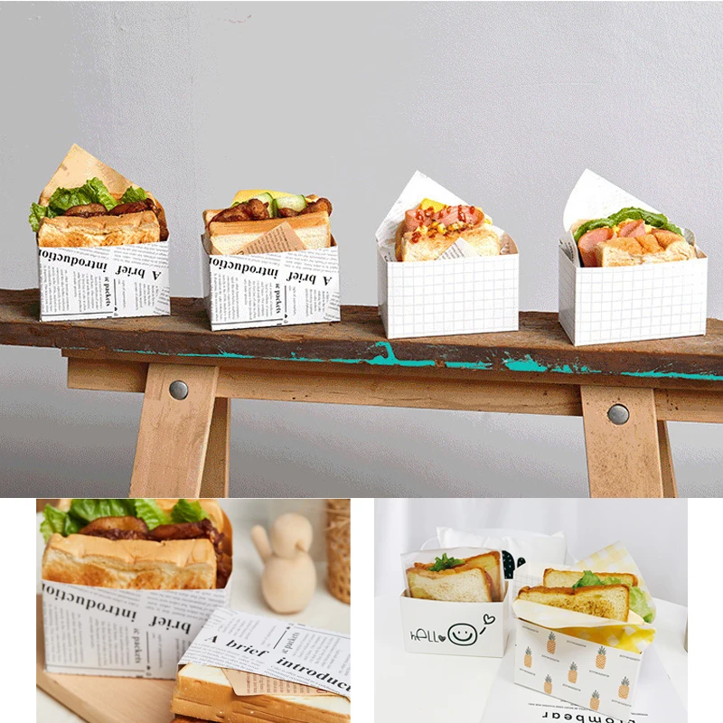 Es Toast Holding Bread Oilpaper Paper Tray Package Pastry Bakery Party Gift