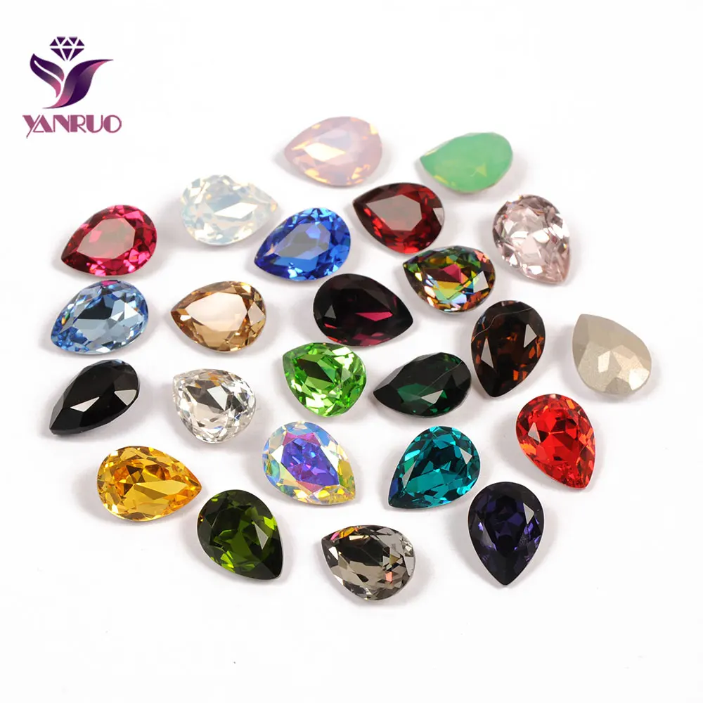 YANRUO 4320 Drop Diamond Crystal Stone Crafts Jewelry Teardrop K9 Point Back Sewing Rhinestones All For Needlework And Decor