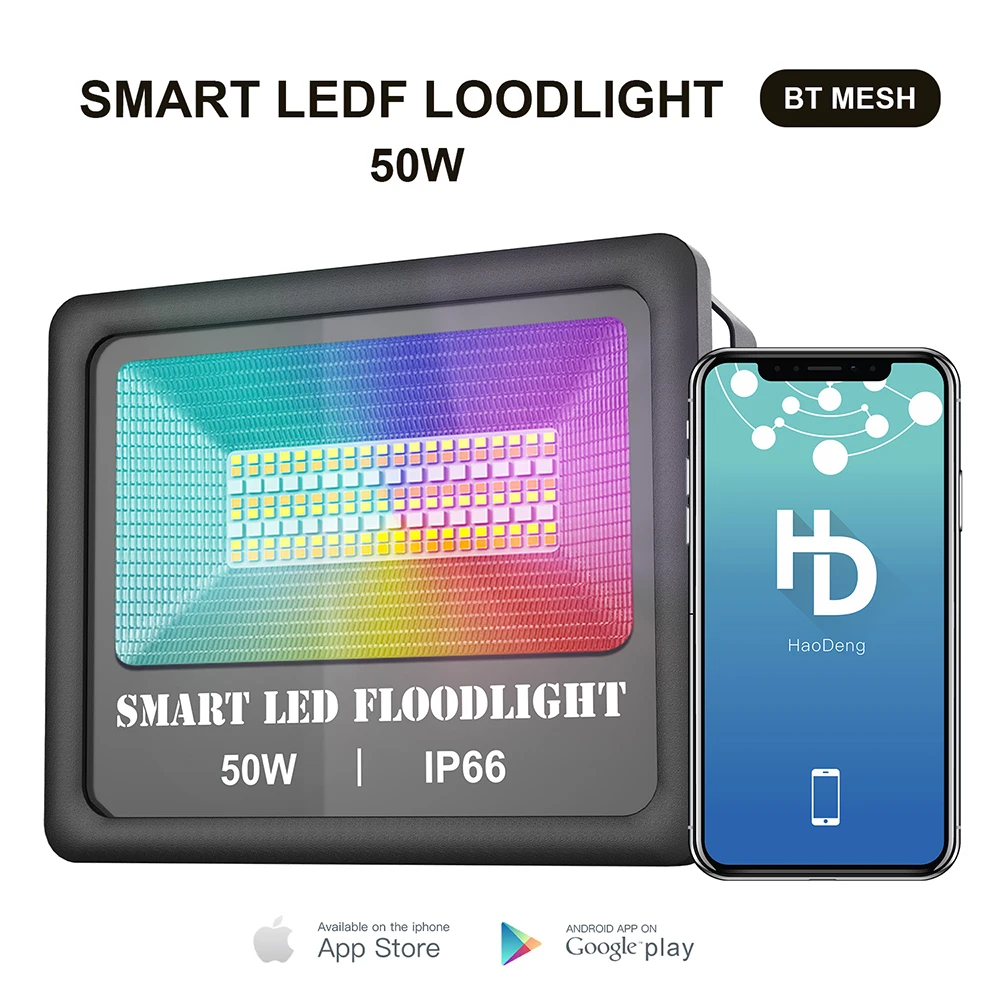 50 Вт Bluetooth водить пятна фокуса светильник 100 240V Смарт RGB прожектор IP66