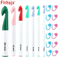7pcslot plastic handle crochet hooks knitting needles with stitch markers for weave wool yarn needle crochet knitting tools