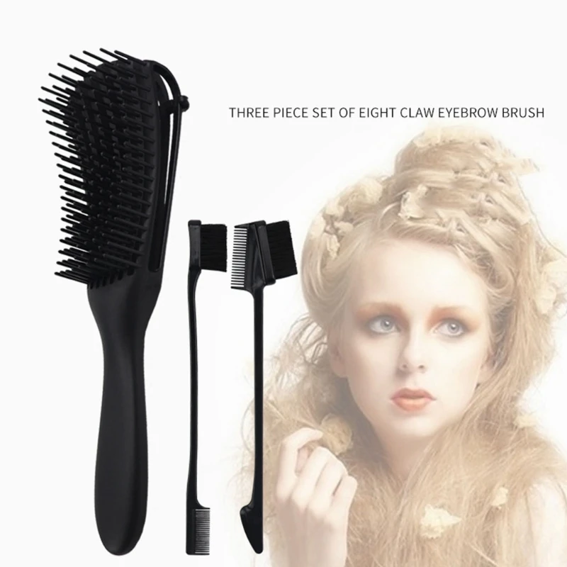 

3 Pieces Detangling Brush Set with Edge Double Sided, Hair Detangler for Kinky Curly/Coily/Wet/Dry/Long Thick hair