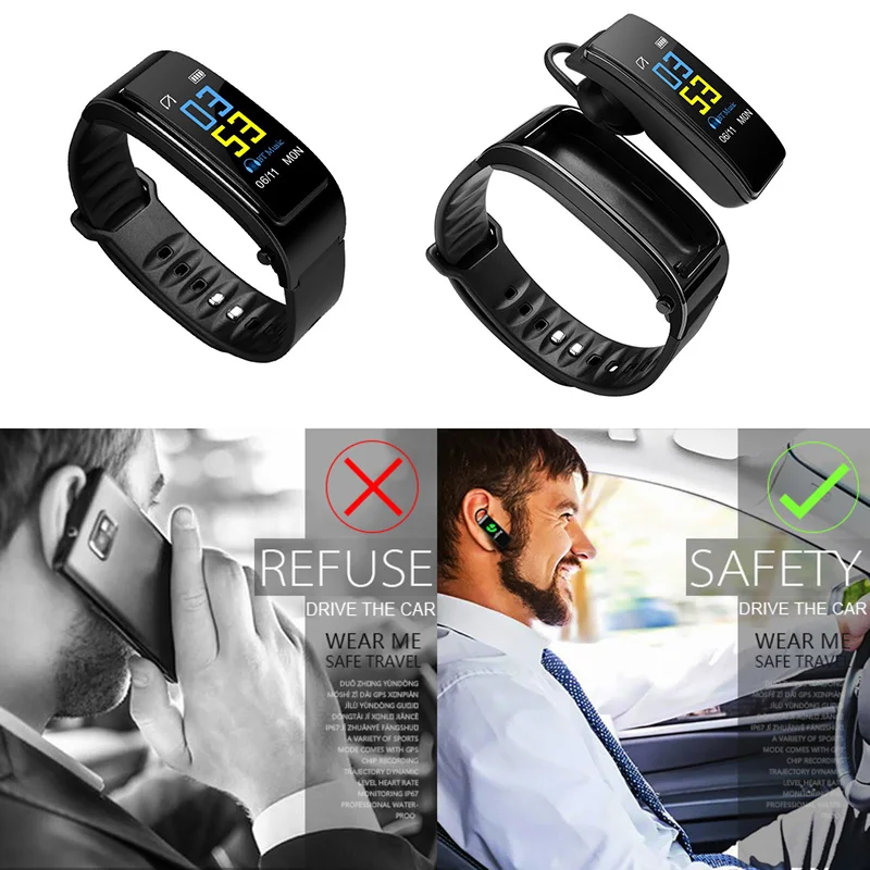 2 In 1 Smart Bracelet with Bluetooth Earphone Heart Rate Monitor Sports Watch LFX-ING | Электроника