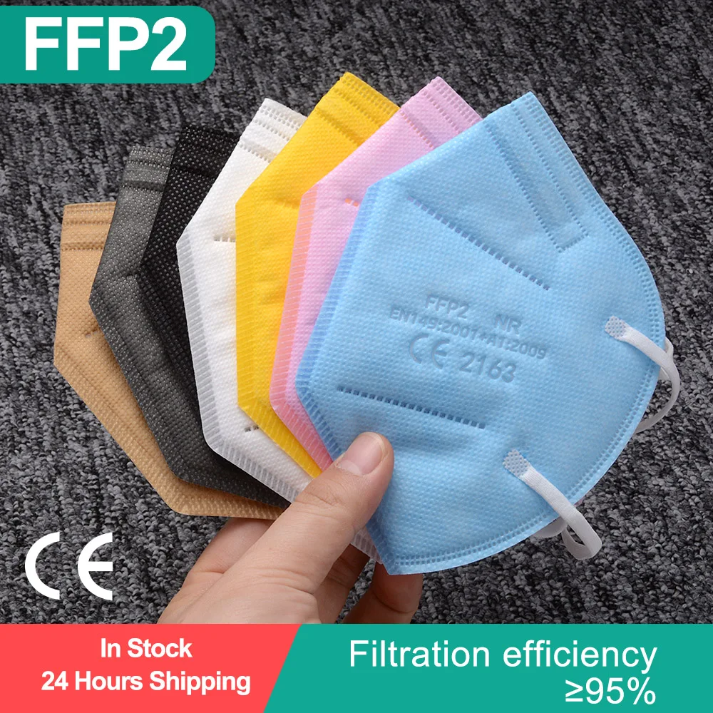 FFP2 маска KN95 для лица fpp2 50 шт. многоцветная многоразовая против пыли Защитная