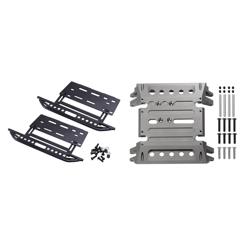 

1 Set Center Gear Box Mount Base CNC Aluminum Skid Plate & 1 Set Metal Side Step Side Pedal