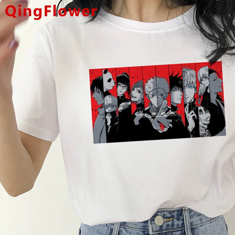 

Jujutsu кайсен Gojo Satoru Юдзи Itadori топы, футболки, футболка для женщин 2021 гранж белая футболка одежды Графические футболки для женщин