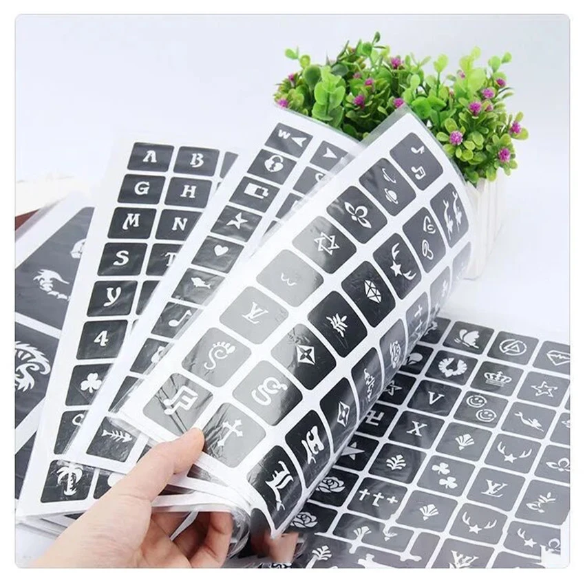 

635pcs Airbrush Body Paint Stencils For Aerograph Air Gun Cosmetics Make up Temporary Tattoo Henna Templates glitter tattoo