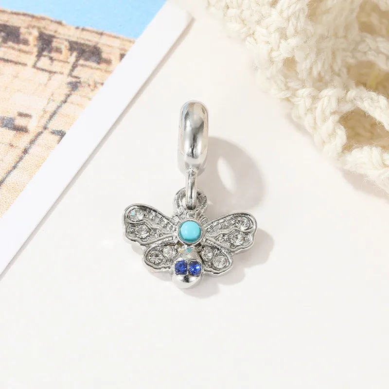 Новые милые синие Бусины-подвески в виде бабочки подходят для оригинального