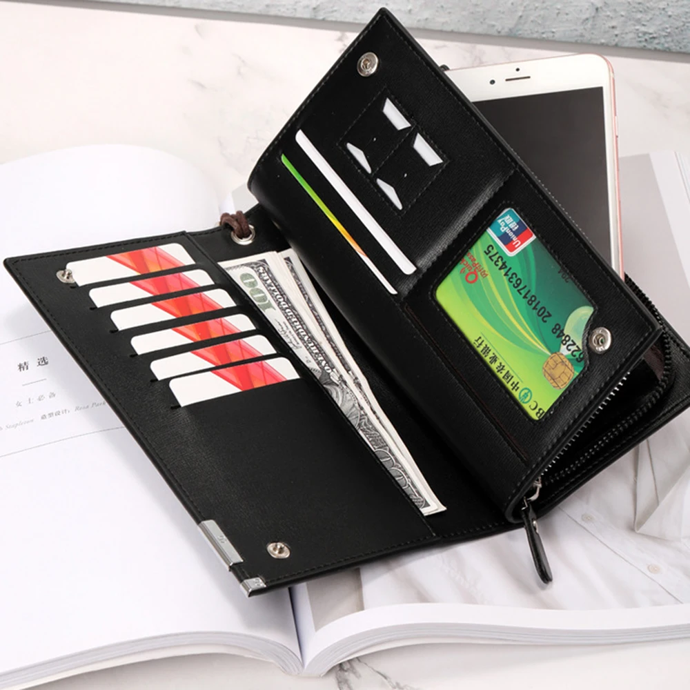 

Модные мужские кошельки из искусственной кожи, деловой клатч для телефона, Длинная тонкая сумка для хранения, кошелек для монет, держатель д...