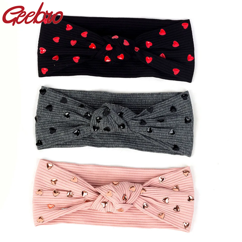 Geebro Модные головные повязки с узелком в форме сердца для женщин мягкие
